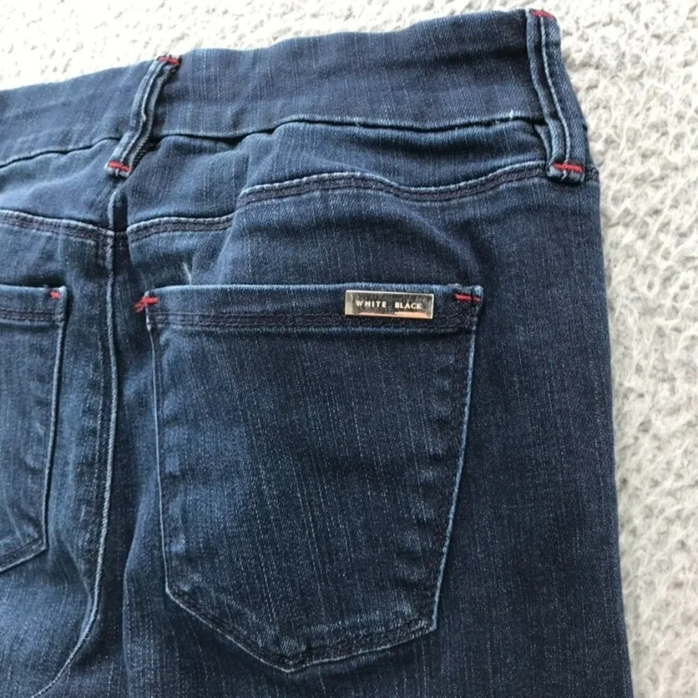 WHBM Womens Size 00 The Skinny Ankle Button Hem Detail Dark Stretch‎ Denim Jeans